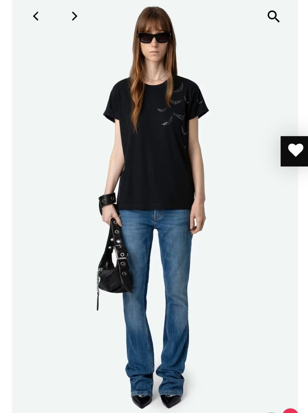 Zadig & Voltaire Paris Black Luxe Sheen Tee Size S